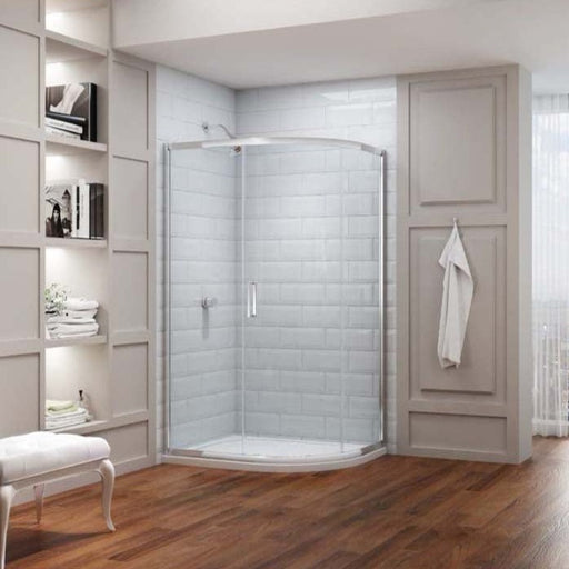 Merlyn 8 Series Offset Quadrant Shower Enclosure with Sliding Door & Merlyn MStone Tray - Left Hand - Unbeatable Bathrooms