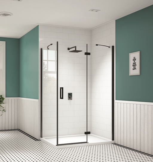 Merlyn Black Hinge & Inline Door Including Merlyn Mstone Tray with Side Panel - Unbeatable Bathrooms