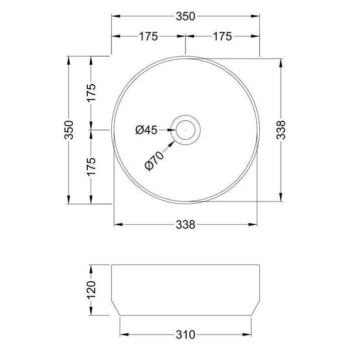 Hudson Reed 350mm 0TH Round Countertop Vessel Basin - Unbeatable Bathrooms