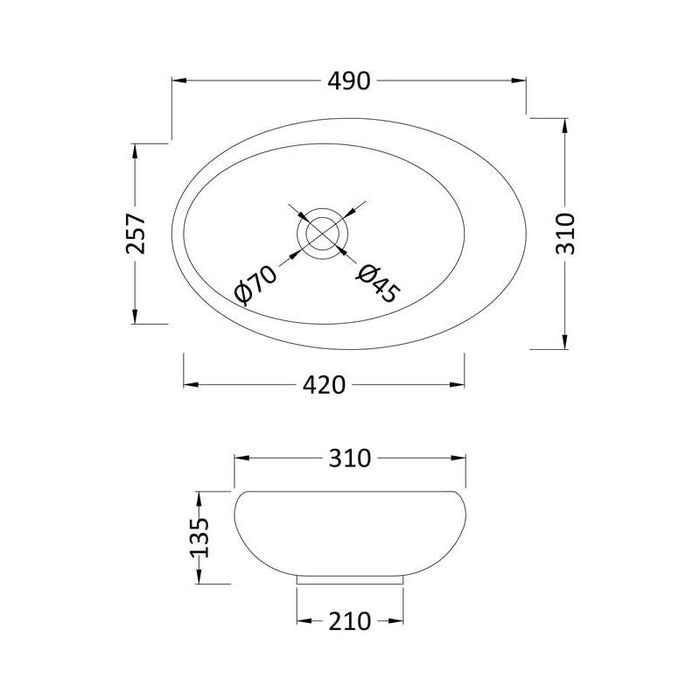 Hudson Reed 490mm 0TH Round Countertop Vessel Basin - NBV168 - Unbeatable Bathrooms