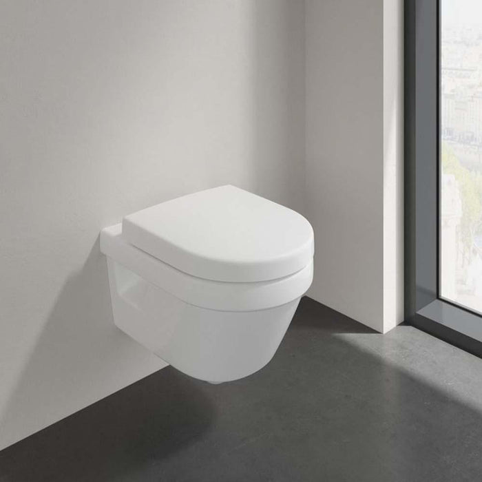 Villeroy & Boch Architectura Compact Toilet Seat & Cover with Automatic Soft Closing Mechanism & Quick Release - White Alpin - Unbeatable Bathrooms