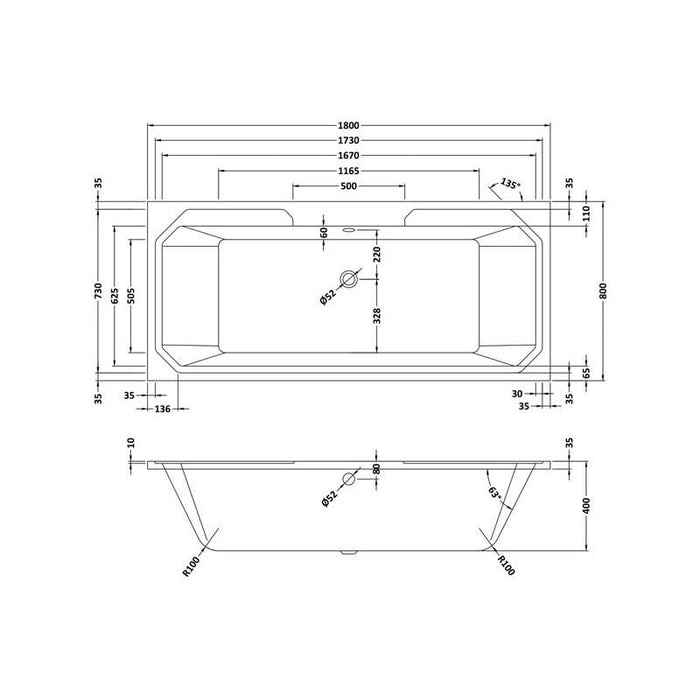 Nuie Legend Traditional Full Bathroom Suite with 1800 x 800mm Art Deco Bath - Unbeatable Bathrooms