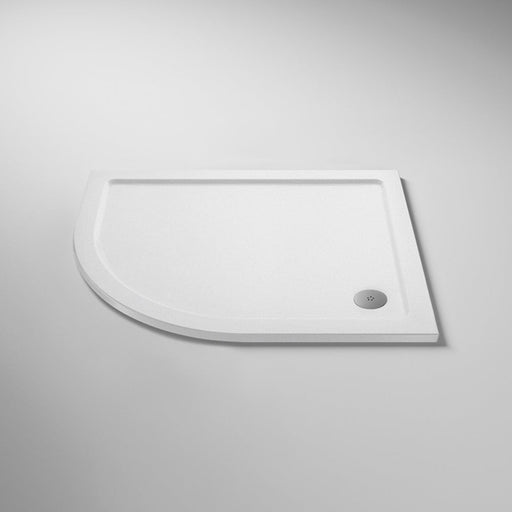 Nuie Slip Resistant Offset Slimline 900 x 760mm Quadrant Shower Tray - White - Unbeatable Bathrooms
