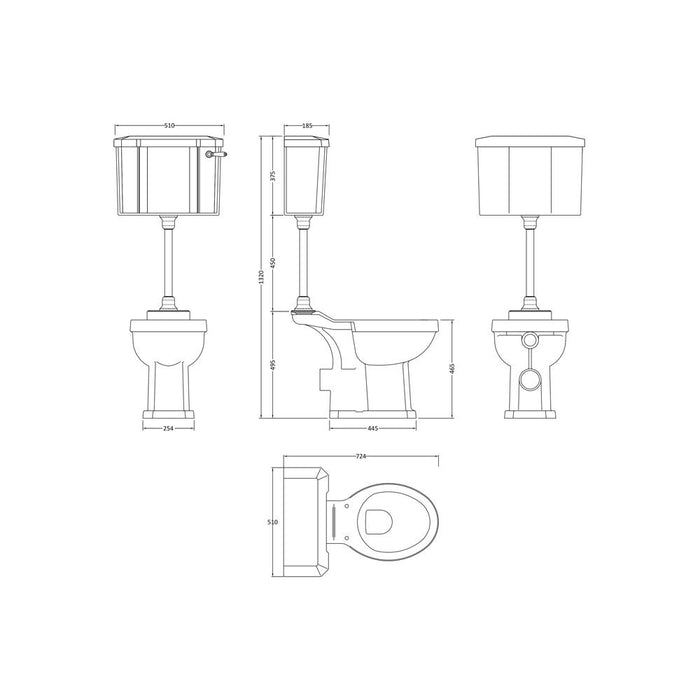 Hudson Reed Richmond Comfort Height Mid-Level Toilet & Flush Pipe Kit - Unbeatable Bathrooms