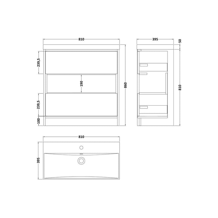 Hudson Reed Coast Vanity Units - Floor Standing 2 Drawer Unit with Basin - Unbeatable Bathrooms