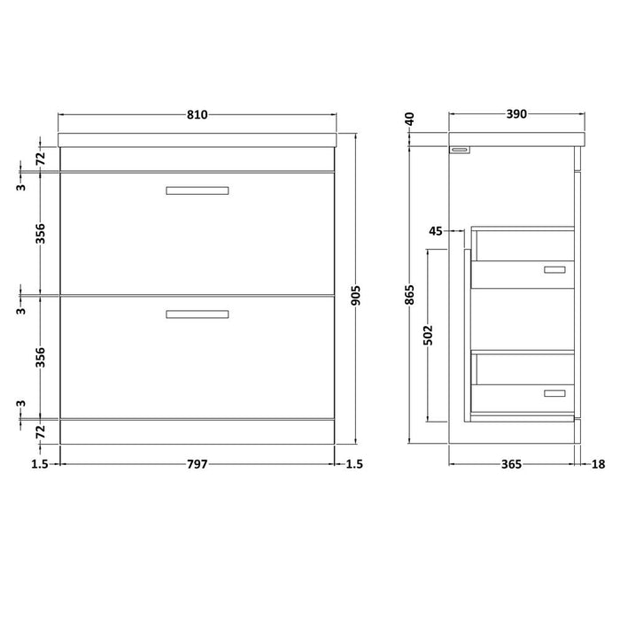 Hudson Reed Furniture Square Drop Handle - Unbeatable Bathrooms