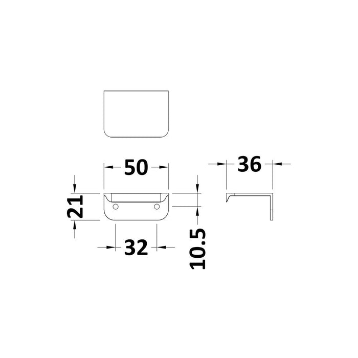 Hudson Reed Furniture Small Rear Fixed Handle 5Cm - Unbeatable Bathrooms