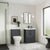 Nuie Deco 500mm Wall Hung 2 Drawer Fluted Vanity Unit & Basin - Satin Anthracite - Unbeatable Bathrooms
