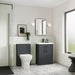 Nuie Deco 800mm Wall Hung 2 Drawer Fluted Vanity Unit & Worktop - Satin Anthracite - Unbeatable Bathrooms