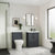 Nuie Deco 600mm Wall Hung 1 Drawer Fluted Vanity Unit & Basin - Satin Anthracite - Unbeatable Bathrooms