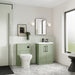 Nuie Deco 1200mm Wall Hung 4 Drawer Fluted Double Vanity Unit & Worktop - Satin Green - Unbeatable Bathrooms