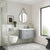 Nuie Deco 800mm Wall Hung 2 Drawer Fluted Vanity Unit & Worktop - Satin Grey - Unbeatable Bathrooms