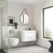 Nuie Deco 500mm Floor Standing 2 Door Fluted Vanity Unit & Basin - Satin White - Unbeatable Bathrooms