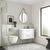 Nuie Deco 600mm Floor Standing 2 Door Fluted Vanity Unit & Basin - Satin White - Unbeatable Bathrooms
