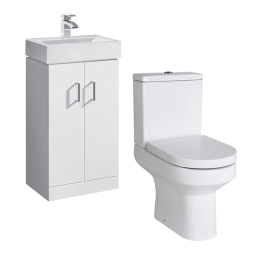 Nuie Harmony Toilet & 1TH Basin Vanity Unit Small Cloakroom Suite - Unbeatable Bathrooms