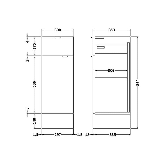 Hudson Reed Fusion 30cm Drawer Lined Unit - Unbeatable Bathrooms