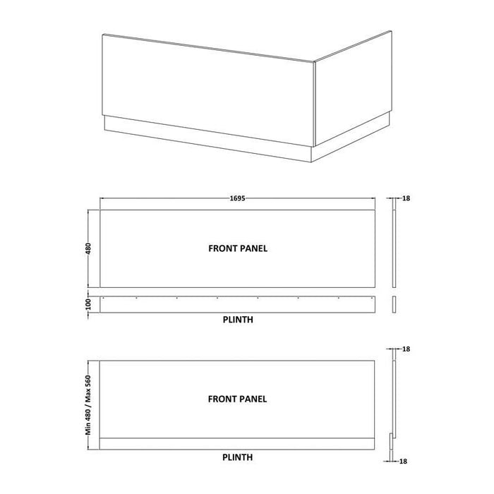 Hudson Reed Fusion Bath Panels Front Panel & Plinth - Unbeatable Bathrooms