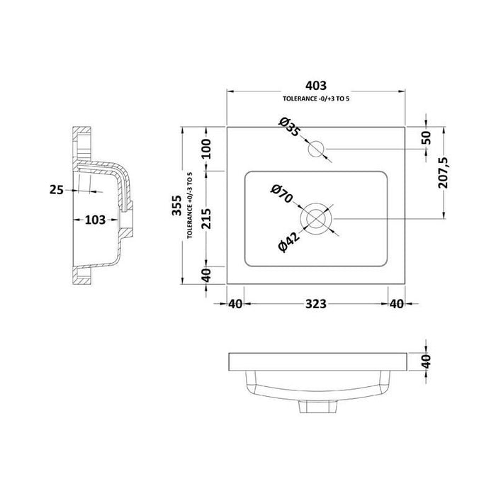 Hudson Reed Fusion 1TH Full Depth Basin (Various Sizes) - Unbeatable Bathrooms