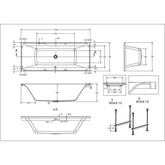 Britton Enviro 17/1800mm Double Ended Bath - Unbeatable Bathrooms