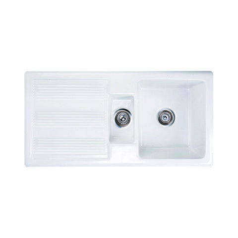 RAK Gourmet 1 Ceramic Kitchen Sink - 1.5 Bowl - White - Unbeatable Bathrooms