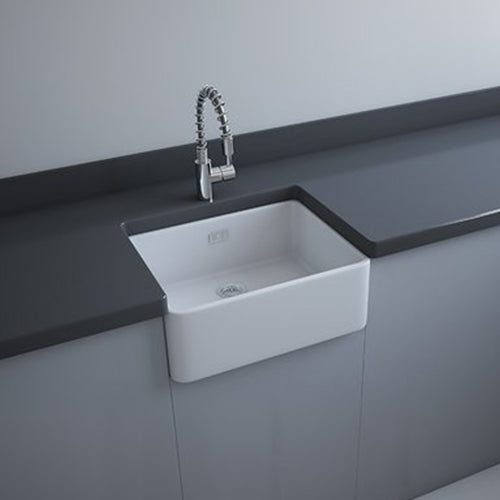 RAK Gourmet 2 Ceramic Belfast Kitchen Sink - 1 Bowl - White - Unbeatable Bathrooms