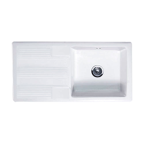 RAK Gourmet Kitchen Sink 4 - Contemporary Reversible Sink and Drainer - 1 Bowl - White - Unbeatable Bathrooms