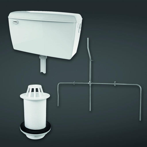 RAK Urinal Auto Cistern 13.5l Capacity complete with Sparge Pipe Sets, Back Inlet Spreader and Urinal Waste suitable for 3 Urinals - Unbeatable Bathrooms