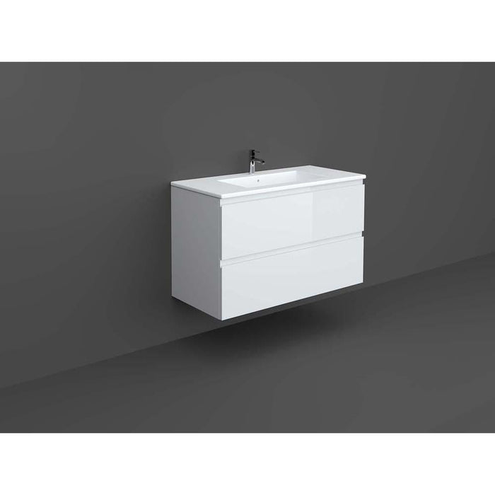 RAK Precious 1000mm Vanity Unit - Wall Hung 2 Drawer Unit with Drop-In Basin - Unbeatable Bathrooms