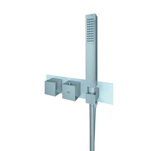 RAK Feeling Square Horizontal Dual Outlet Thermostatic Concealed Shower Valve with Integral Wall Outlet - Unbeatable Bathrooms