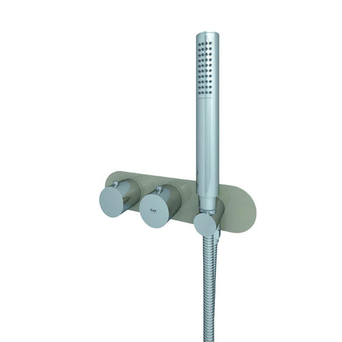 RAK Feeling Round Horizontal Dual Outlet Thermostatic Concealed Shower Valve with Wall Outlet - Unbeatable Bathrooms