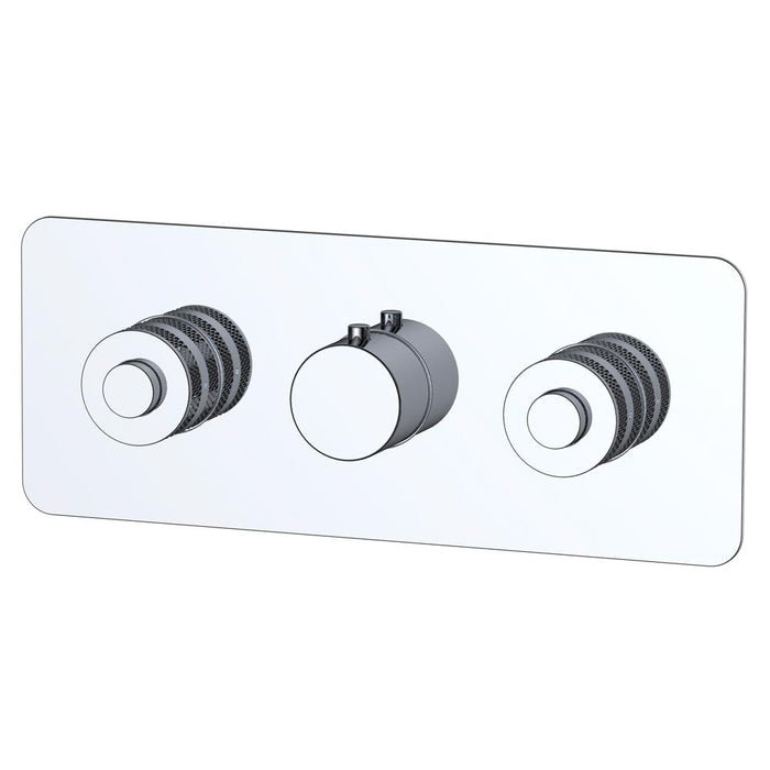 RAK Prima Tech Dual Outlet Concealed Thermostatic Shower Valve with Back Plate (Horizontal) - Unbeatable Bathrooms