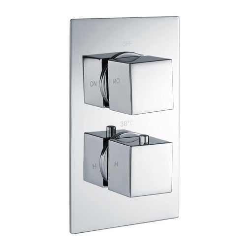 RAK Square Single Outlet, 2 Handle Thermostatic Concealed Shower Valve - Unbeatable Bathrooms