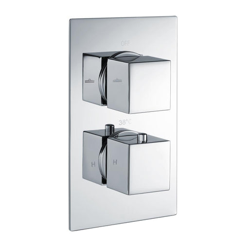 RAK Square Dual Outlet, 2 Handle Thermostatic Concealed Shower Valve - Unbeatable Bathrooms