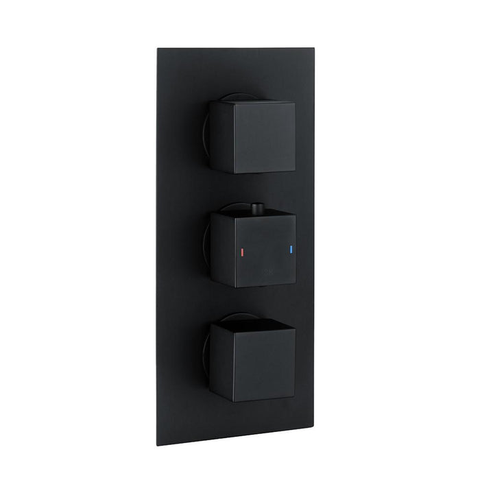 RAK Square Dual Outlet, 3 Handle Thermostatic Concealed Shower Valve - Unbeatable Bathrooms