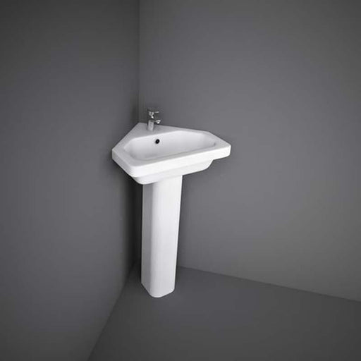 Rak Resort 45cm Corner Full Pedestal Basin - 1TH - Unbeatable Bathrooms