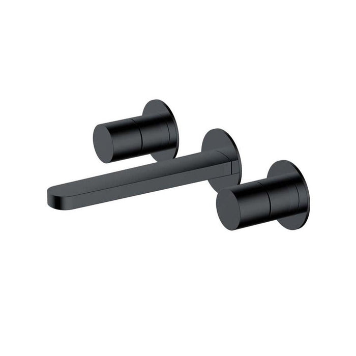 RAK Ceramics Petit Round Wall Mounted 3 Hole Basin Mixer - Matt Black - Unbeatable Bathrooms