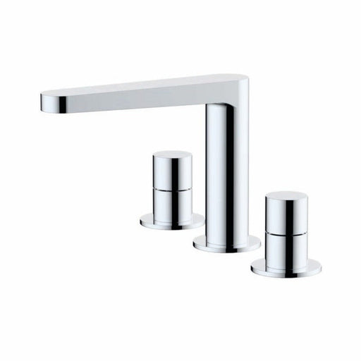 RAK Ceramics Petit Round Deck Mounted 3 Hole Basin Mixer - Chrome - Unbeatable Bathrooms