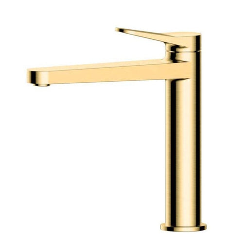 RAK Petit Round Mid Height Basin Mixer - Brushed Gold - Unbeatable Bathrooms