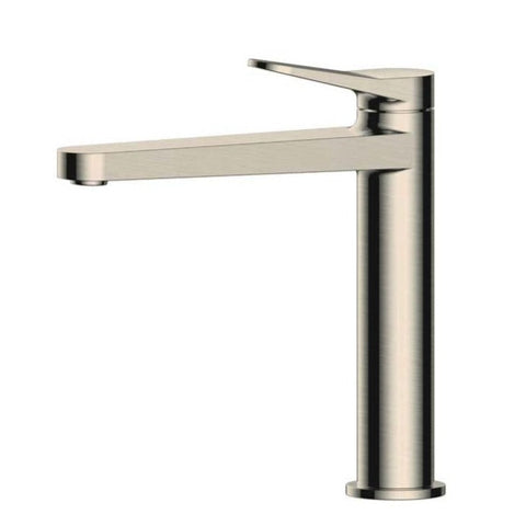 RAK Petit Round Mid Height Basin Mixer - Brushed Nickel - Unbeatable Bathrooms