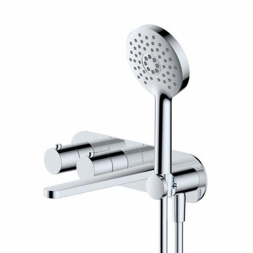 RAK Petit Round Wall Mounted Thermostatic Bath & Shower Mixer (Dual Outlet) - Chrome - Unbeatable Bathrooms