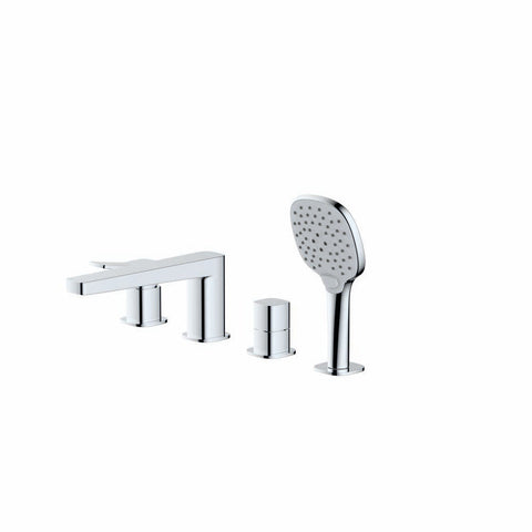 RAK Ceramics Petit Square 4 Hole Deck Mounted Bath Shower Mixer - Unbeatable Bathrooms