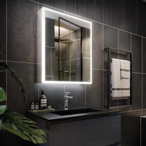 RAK Pisces 50cm x 70cm LED Illuminated Mirrored Cabinet with Demister,Shavers Socket and Infra Red Switch - Unbeatable Bathrooms