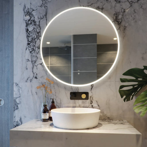 RAK Scorpio 80cm x 80cm LED Illuminated Round Mirror with Demister and Touch Sensor Switch - Unbeatable Bathrooms
