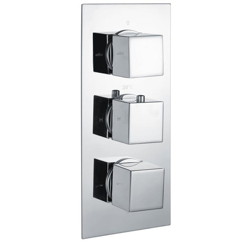RAK Square Triple Outlet, 3 Handle Thermostatic Concealed Shower Valve - Unbeatable Bathrooms