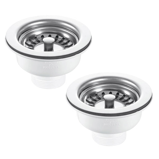 RAK 9cm Stainless Steel Basket Strainer Waste (Pair) - Stem Ball Plug - Unbeatable Bathrooms