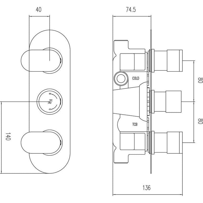 Hudson Reed Triple Thermostatic Shower Valve - Unbeatable Bathrooms