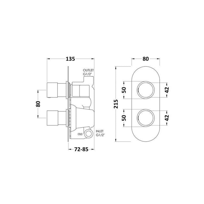 Hudson Reed Round Twin Shower Valve - Unbeatable Bathrooms