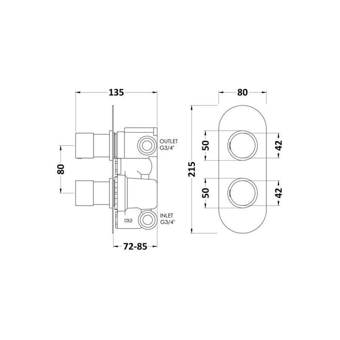Hudson Reed Round Twin Shower Valve - Unbeatable Bathrooms