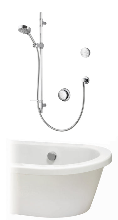 Rise Smart Concealed Shower with Slide Rail Kit, diverter, bath overflow and remote control - Unbeatable Bathrooms