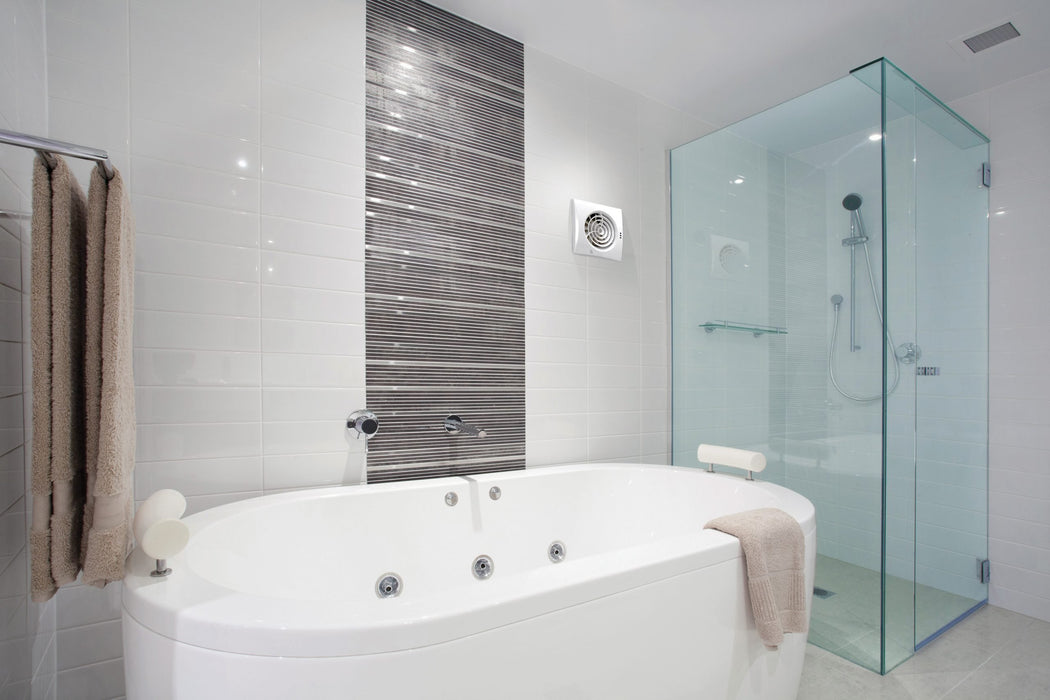 HiB Hush Fan, Wall or Ceiling Mounted - White with Timer and Humidity Sensor - Unbeatable Bathrooms